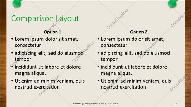 Comparison presentation slide layout