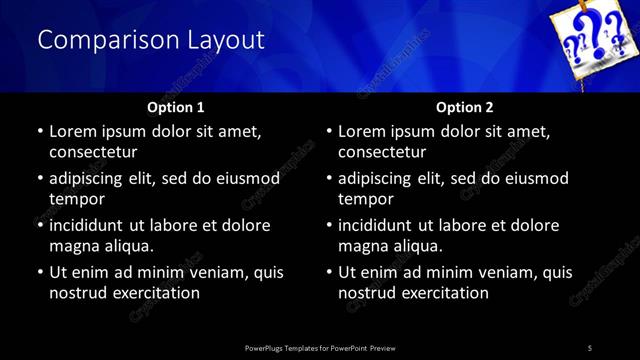 Comparison presentation slide layout