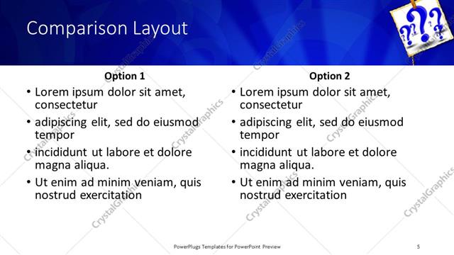 Comparison presentation slide layout
