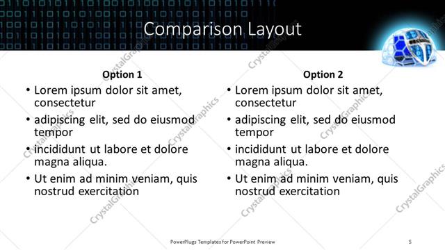Comparison presentation slide layout