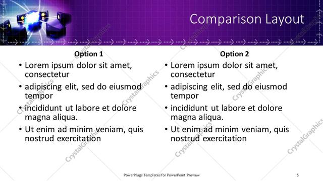 Comparison presentation slide layout