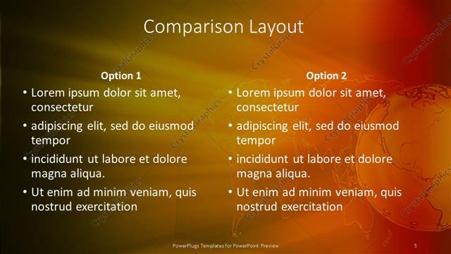 Comparison presentation slide layout