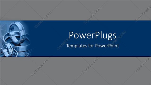  Presentation with engine - Shining steel rings engine parts on blue band over gray background