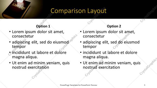 Comparison presentation slide layout