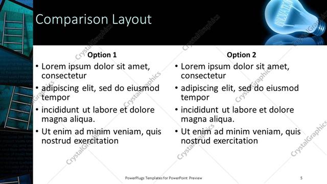 Comparison presentation slide layout