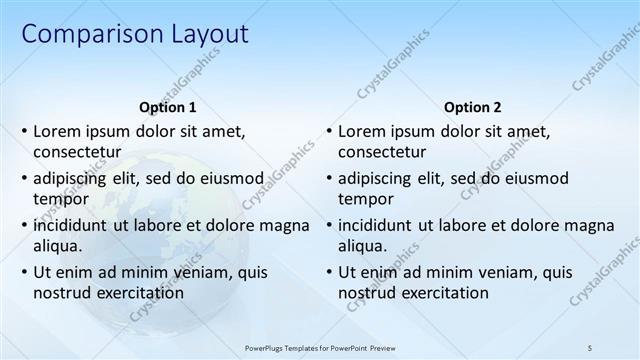 Comparison presentation slide layout