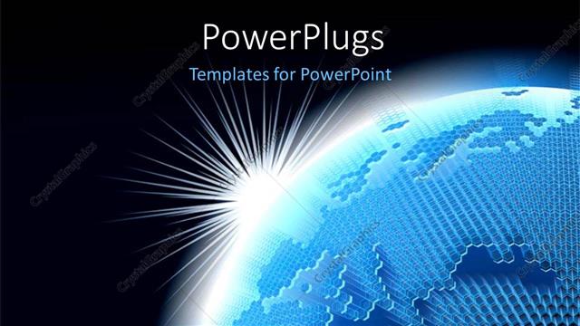  Presentation with blue tech - A shinning light over a blue earth on a black background