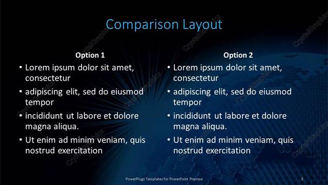 Comparison presentation slide layout
