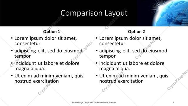 Comparison presentation slide layout