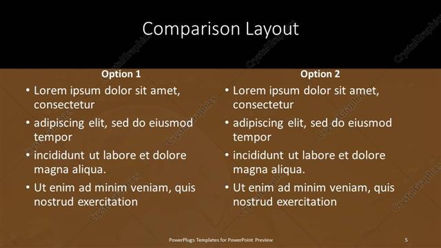 Comparison presentation slide layout