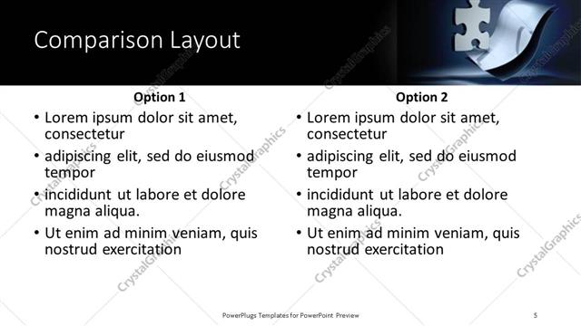 Comparison presentation slide layout