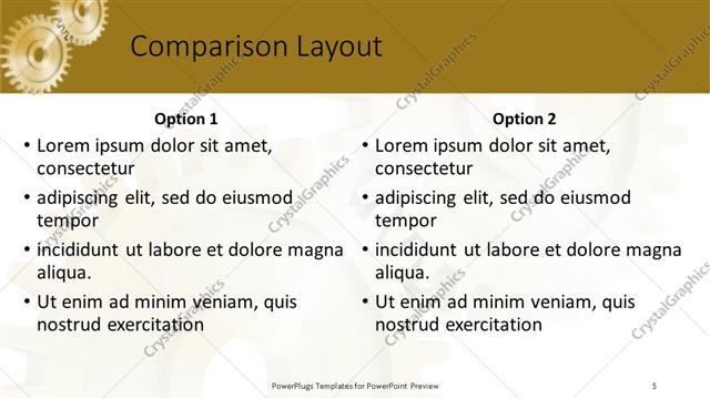 Comparison presentation slide layout