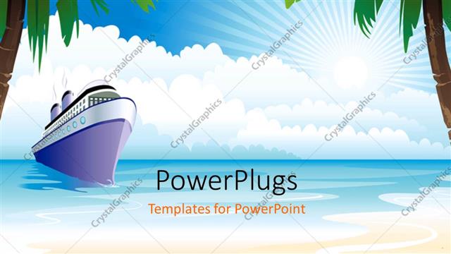  Presentation with ship - A ship on the beach with trees