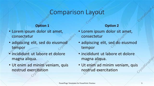 Comparison presentation slide layout