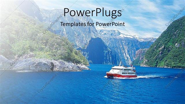  Presentation with nature river - A ship sailing in the river with sky in the background