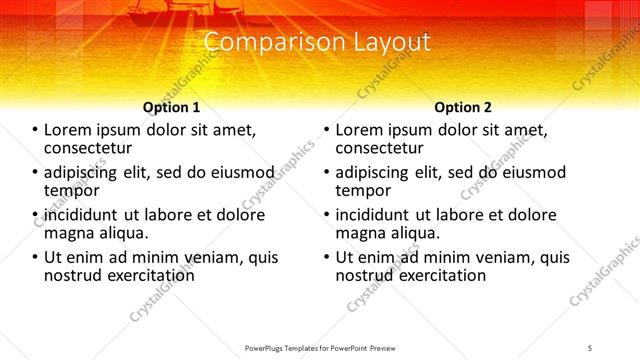Comparison presentation slide layout