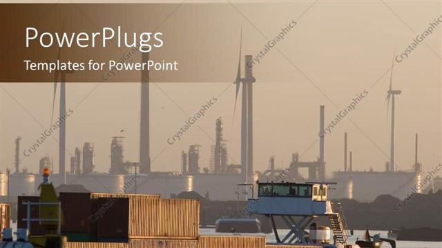  Presentation with shipping - A shipping background including sea and the containers along with a checkpost