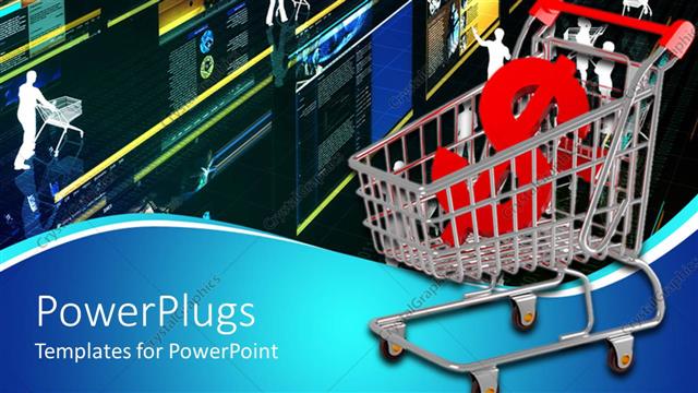  Presentation with dollar sign - Shopping cart with red dollar sign