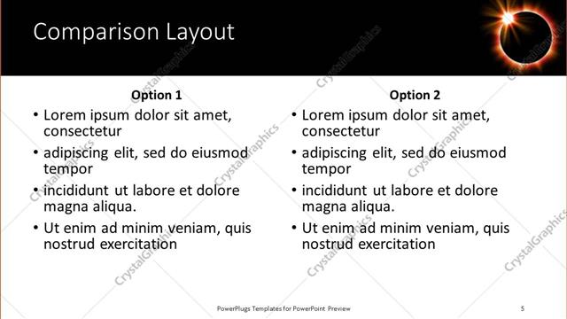 Comparison presentation slide layout