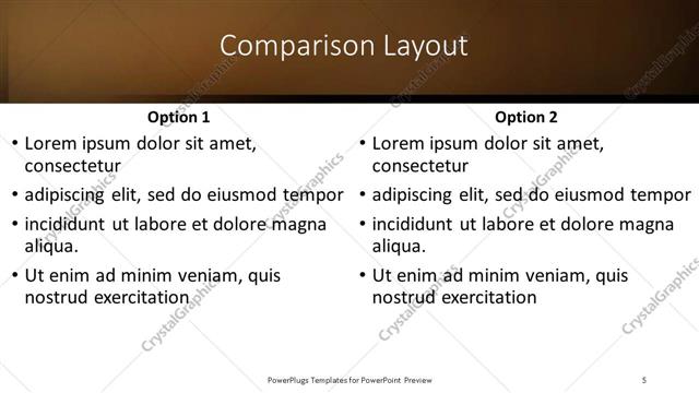 Comparison presentation slide layout