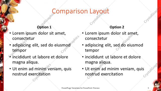 Comparison presentation slide layout