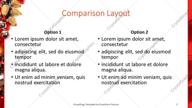 Comparison presentation slide layout