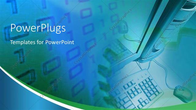 Preview This Beautiful Template for PowerPoint & Google Slides Side view of a desktop computer with binary codes