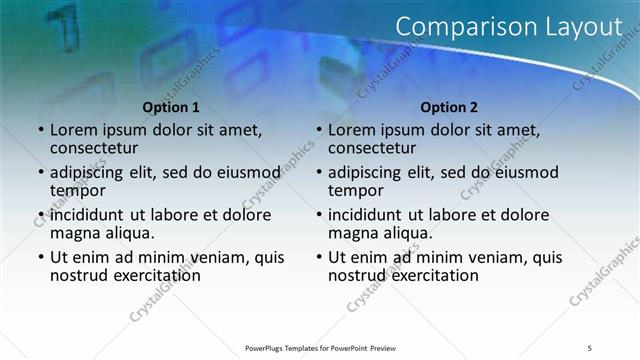 Comparison presentation slide layout
