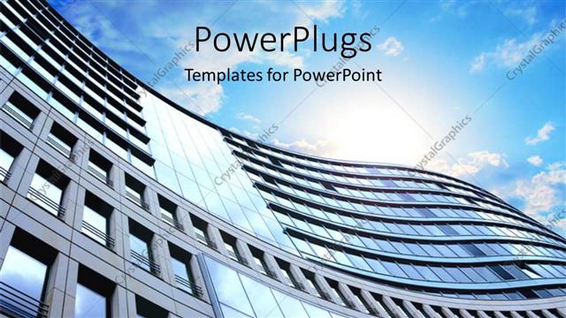  Presentation with clear - A side view of a high building and a clear sky