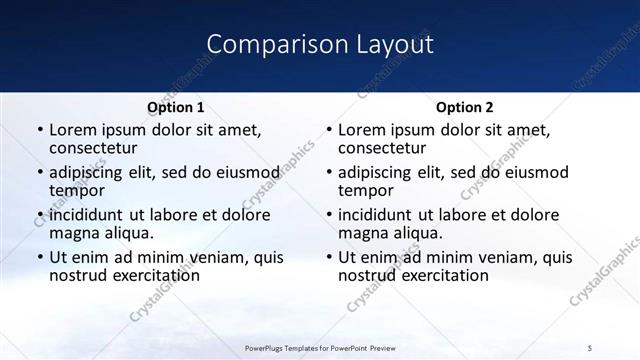 Comparison presentation slide layout