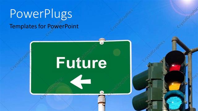  Presentation with future - A sign with a bluish sky in the background