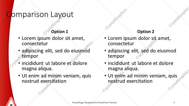 Comparison presentation slide layout
