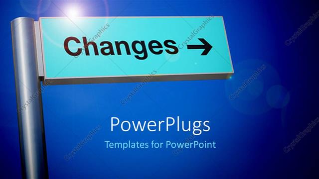  Presentation with change - The sign of a change with bluish background