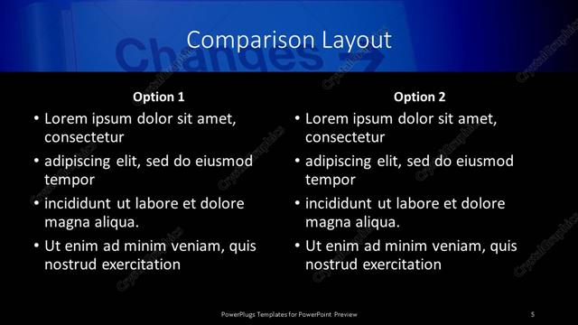 Comparison presentation slide layout