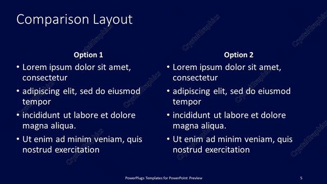 Comparison presentation slide layout