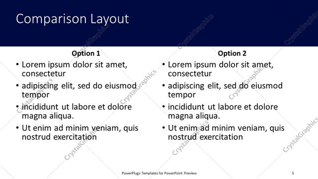 Comparison presentation slide layout