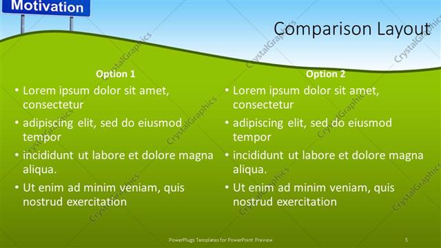 Comparison presentation slide layout