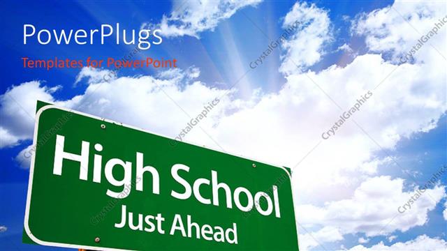  Presentation with high school - A sign and a number of clouds in the background