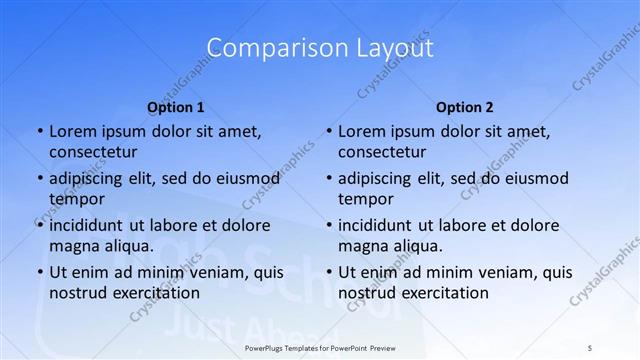 Comparison presentation slide layout