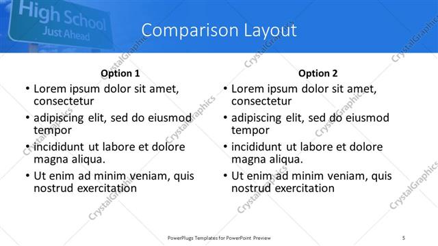Comparison presentation slide layout