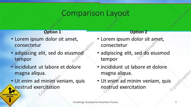 Comparison presentation slide layout