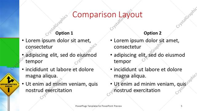 Comparison presentation slide layout