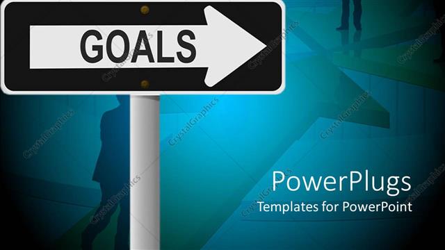  Presentation with goal - Sign post directing towards goal with men at crossroad
