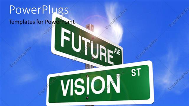  Presentation with future - Sign post at the intersection of Future Ave and Vision St