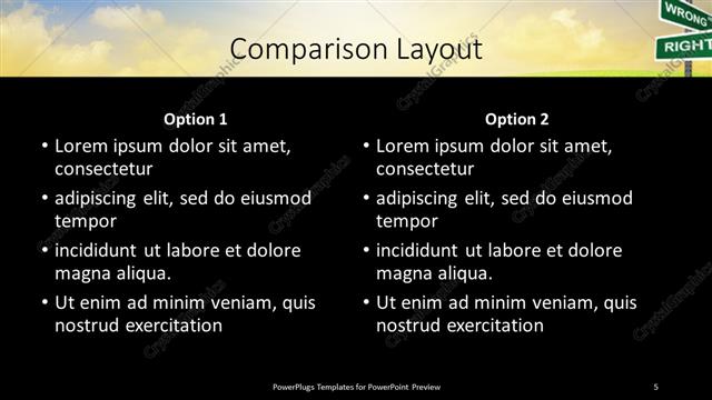 Comparison presentation slide layout