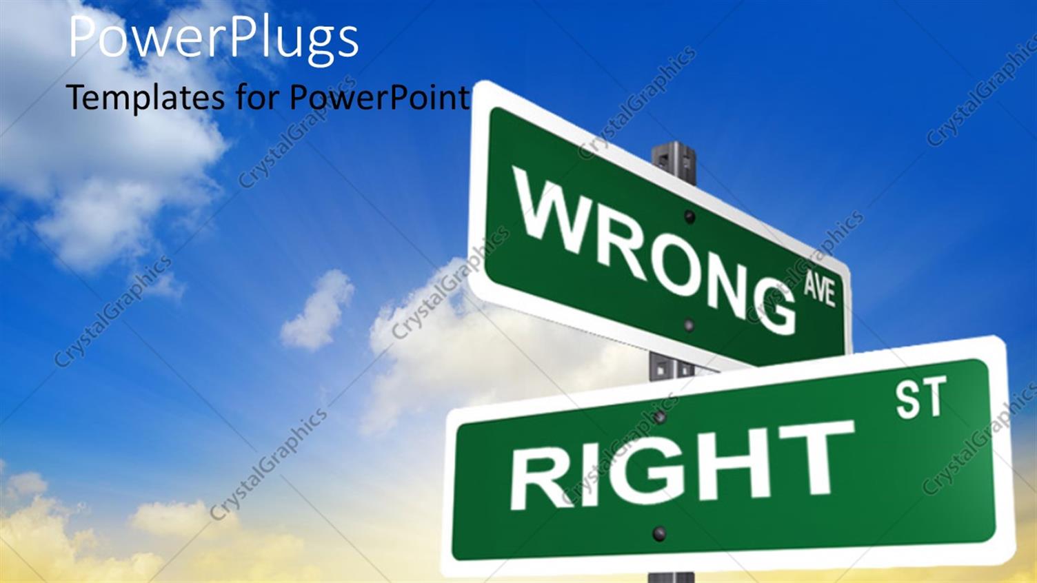 Featuring Sign Post with Right and Wrong Directions with Nature Landscape in the Background