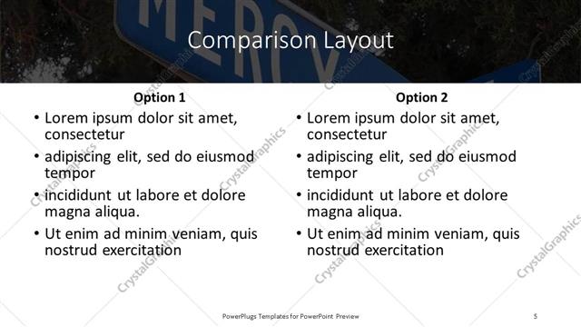 Comparison presentation slide layout