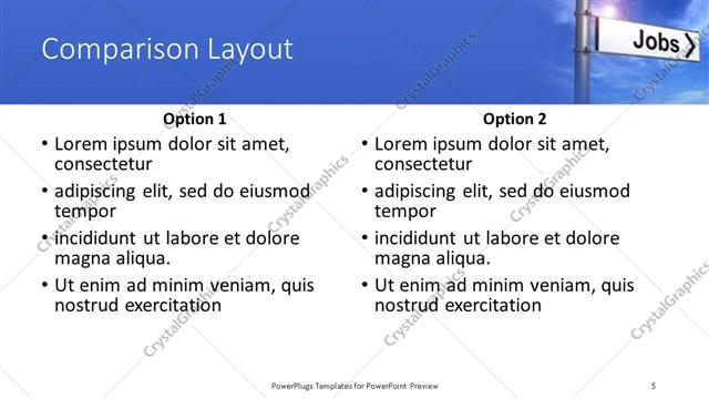 Comparison presentation slide layout