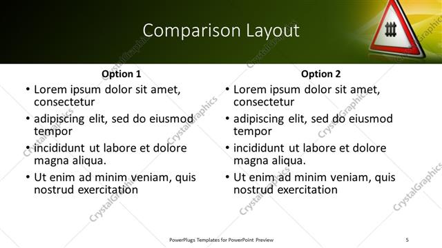 Comparison presentation slide layout