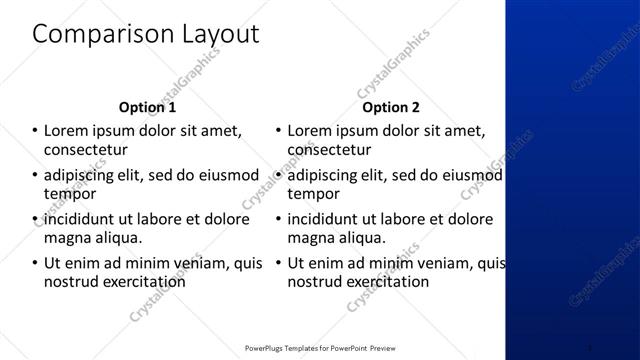 Comparison presentation slide layout